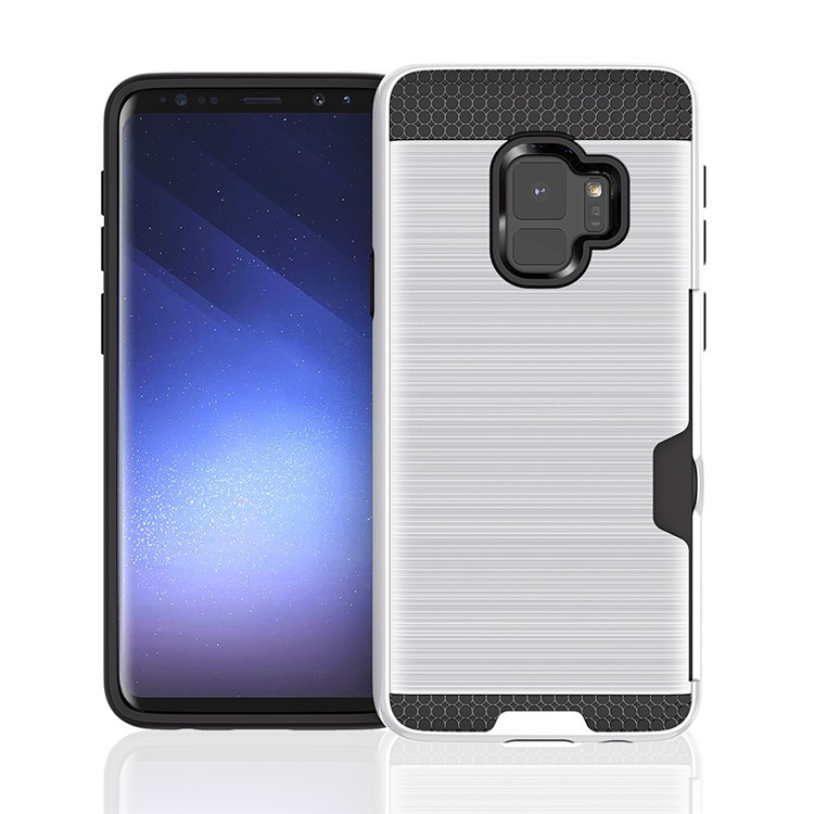 Galaxy S9 Credit Card Armor Hybrid Case (Silver)